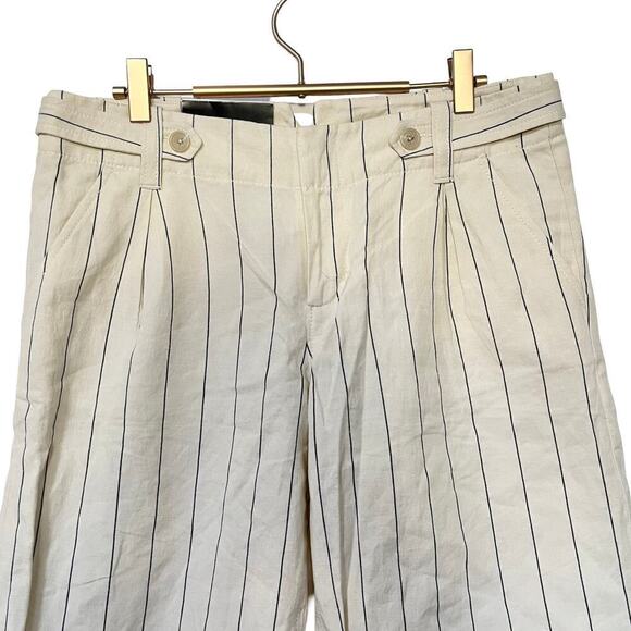Banana Republic Linen Blend Stripe Bermuda Shorts Size 10 White Coastal Nautical - Picture 3 of 9